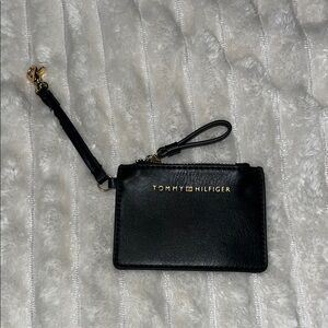 Tommy Hilfiger Black Coin Pouch with Gold Tone Hardware • 4” x 3”